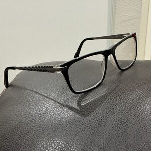 Argyleculture Coltrane Black/Silver Rectangle Eyeglasses Frames